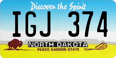 ND license plate IGJ374