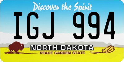 ND license plate IGJ994