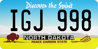 ND license plate IGJ998