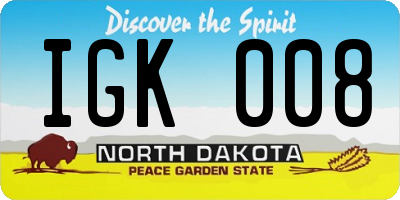 ND license plate IGK008