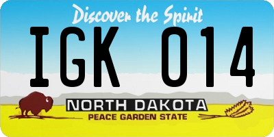 ND license plate IGK014