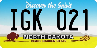 ND license plate IGK021