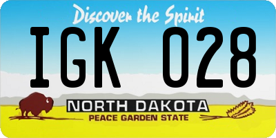ND license plate IGK028