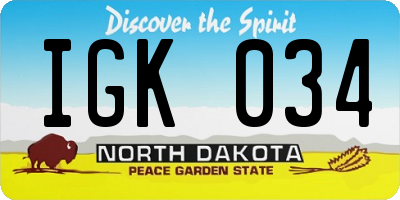ND license plate IGK034