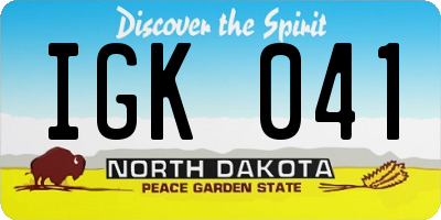 ND license plate IGK041