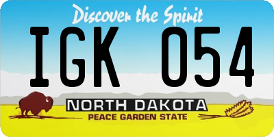ND license plate IGK054