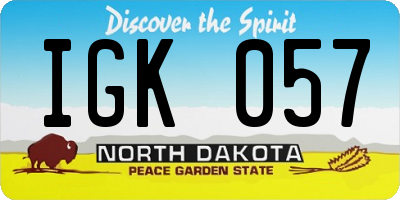 ND license plate IGK057