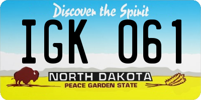 ND license plate IGK061