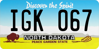 ND license plate IGK067