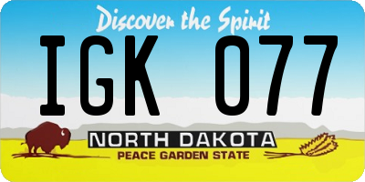 ND license plate IGK077
