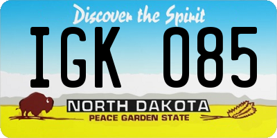 ND license plate IGK085
