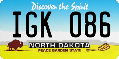 ND license plate IGK086