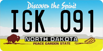 ND license plate IGK091