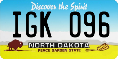 ND license plate IGK096
