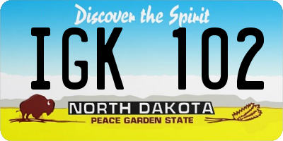 ND license plate IGK102