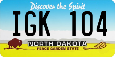 ND license plate IGK104