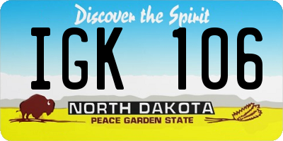 ND license plate IGK106