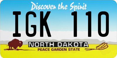 ND license plate IGK110