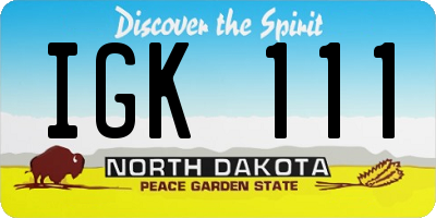 ND license plate IGK111