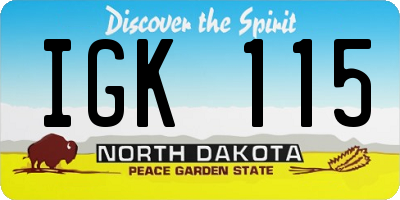 ND license plate IGK115