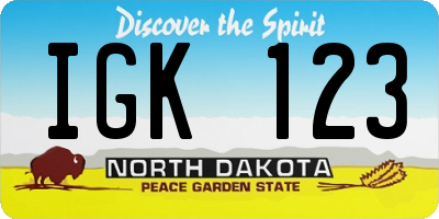 ND license plate IGK123