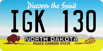 ND license plate IGK130