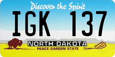 ND license plate IGK137