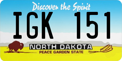 ND license plate IGK151