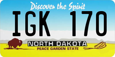 ND license plate IGK170