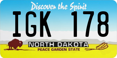 ND license plate IGK178