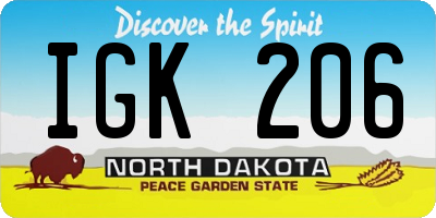 ND license plate IGK206