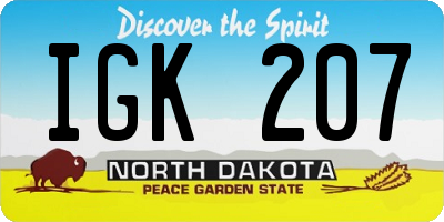 ND license plate IGK207
