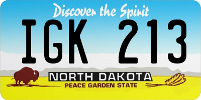 ND license plate IGK213