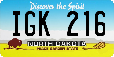 ND license plate IGK216