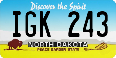 ND license plate IGK243