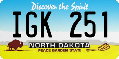 ND license plate IGK251