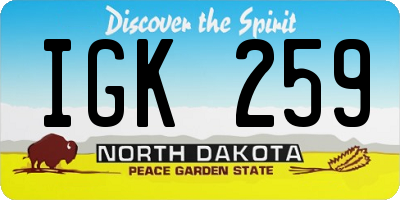 ND license plate IGK259