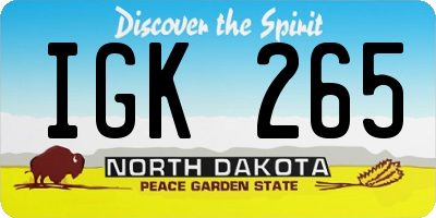 ND license plate IGK265