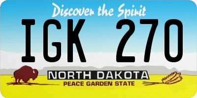 ND license plate IGK270