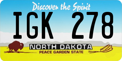 ND license plate IGK278