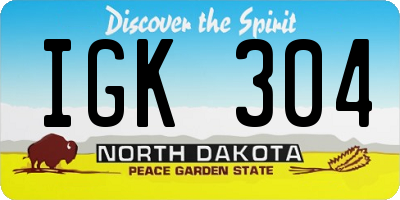 ND license plate IGK304