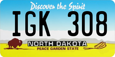 ND license plate IGK308