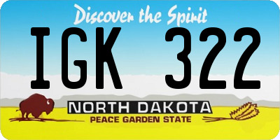 ND license plate IGK322