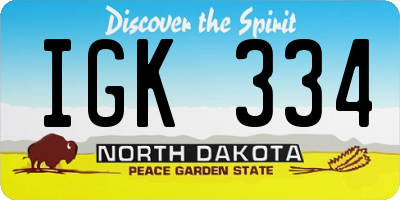 ND license plate IGK334