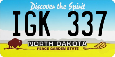 ND license plate IGK337