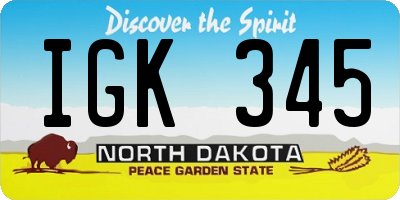ND license plate IGK345
