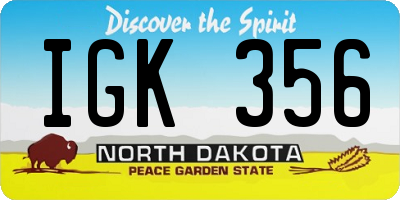 ND license plate IGK356