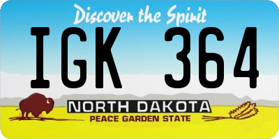 ND license plate IGK364