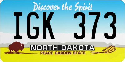 ND license plate IGK373