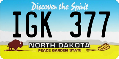 ND license plate IGK377